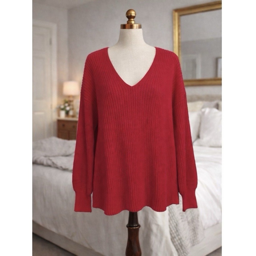 Tommy Bahama Sweater Balloon Slv Cotton Tencel Knit‎ Pullover Berry Red Size S
